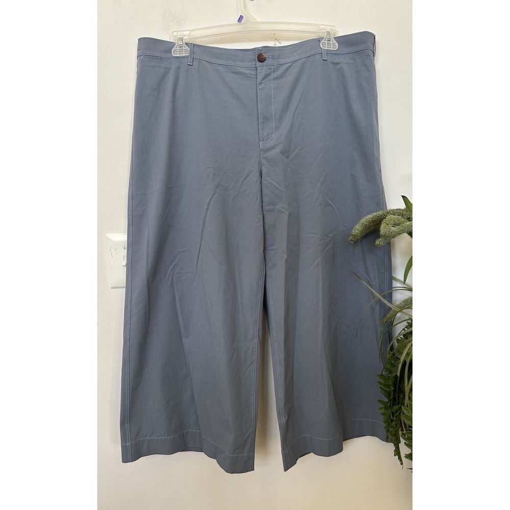 Lafayette 148‎ NY Blue Wide Leg Cropped Pants Luxury Professional Minimalist 18